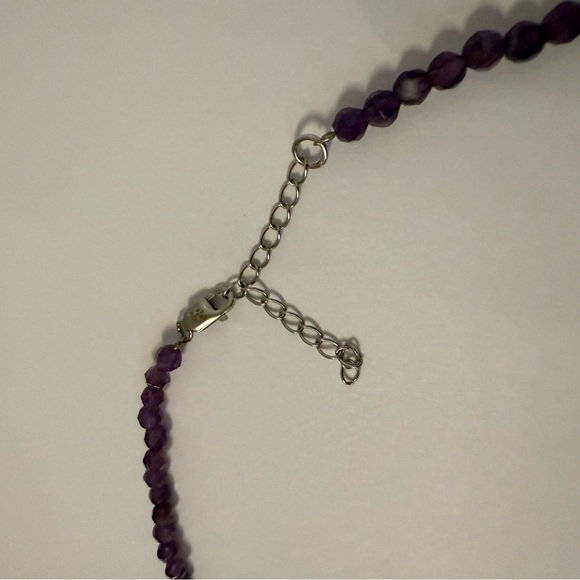 NEW UNWORN INDIA NECKLACE PURPLE CRYSTALS 925 STERLING SILVER CLASP 18” - Picture 8 of 9